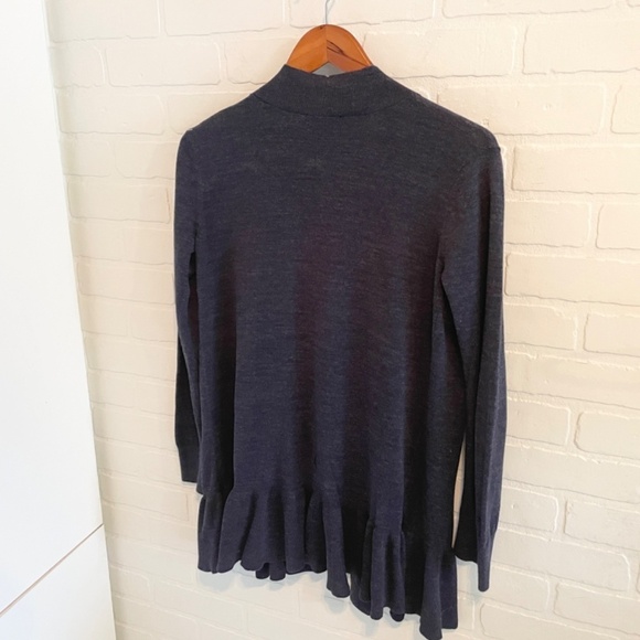 Kate Spade Broome Street Open front cardigan Peplum Heathered Blue XS Oversized - Picture 5 of 13